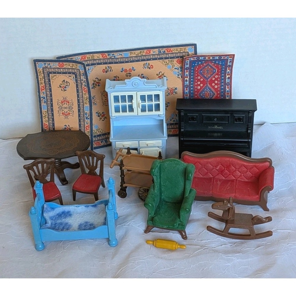 80s Playmobil Victorian Mansion Furniture Dining Living Room Piano Dollhouse Lot - Picture 13 of 13